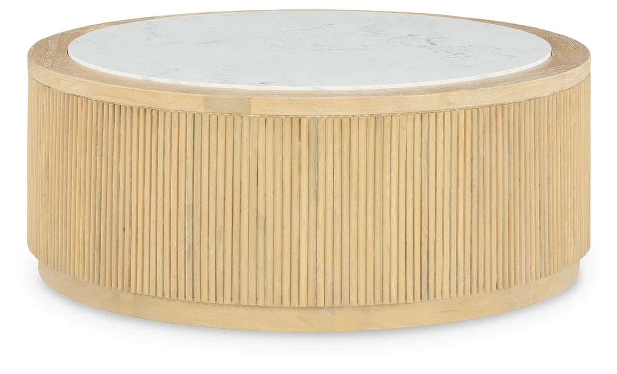 Camdill Light Wood and Faux Marble Coffee Table