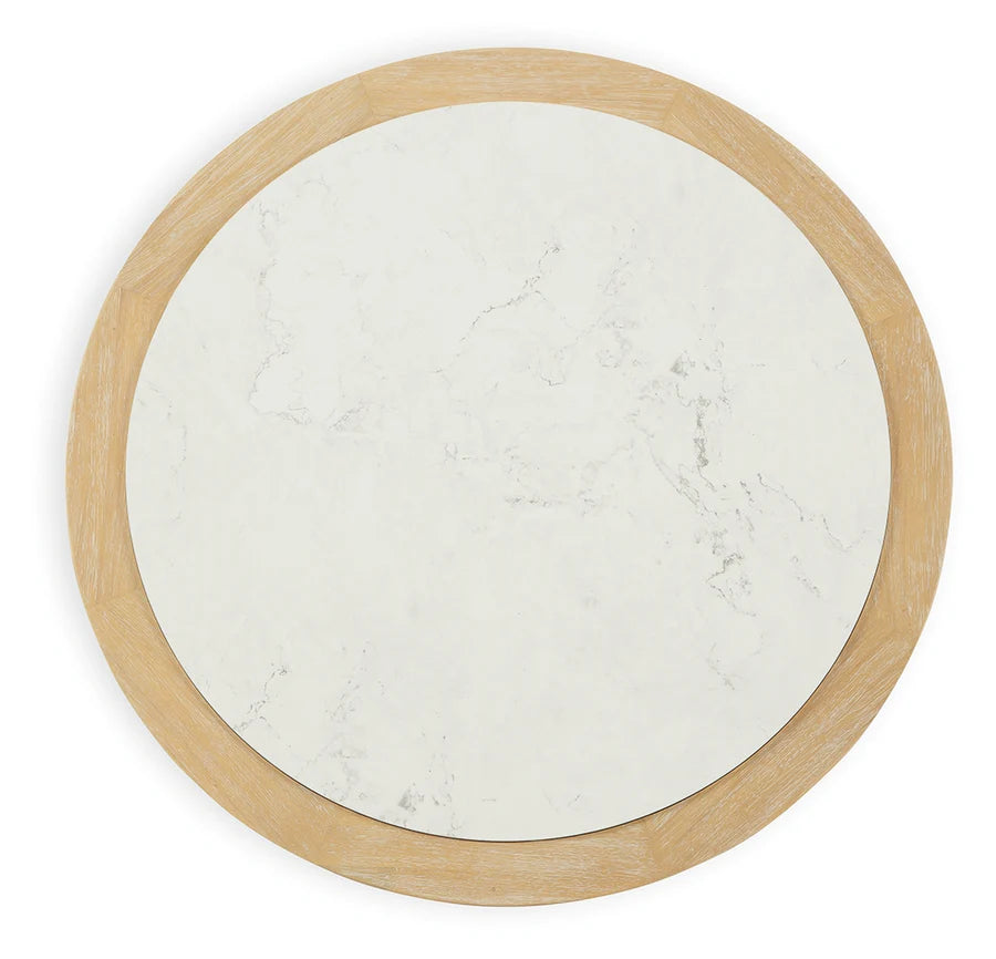 Camdill Light Wood and Faux Marble Coffee Table