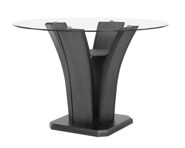 Camelia Gray Round Glass-Top 5-Piece Counter Height Set