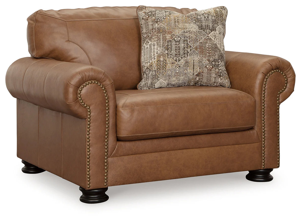 Carianna Caramel Oversized Leather-Match Chair