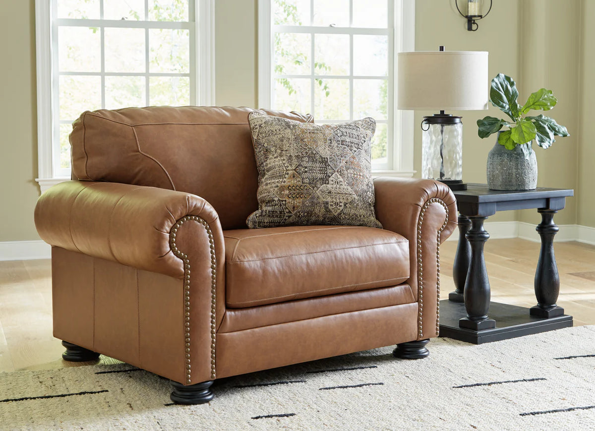 Carianna Caramel Oversized Leather-Match Chair