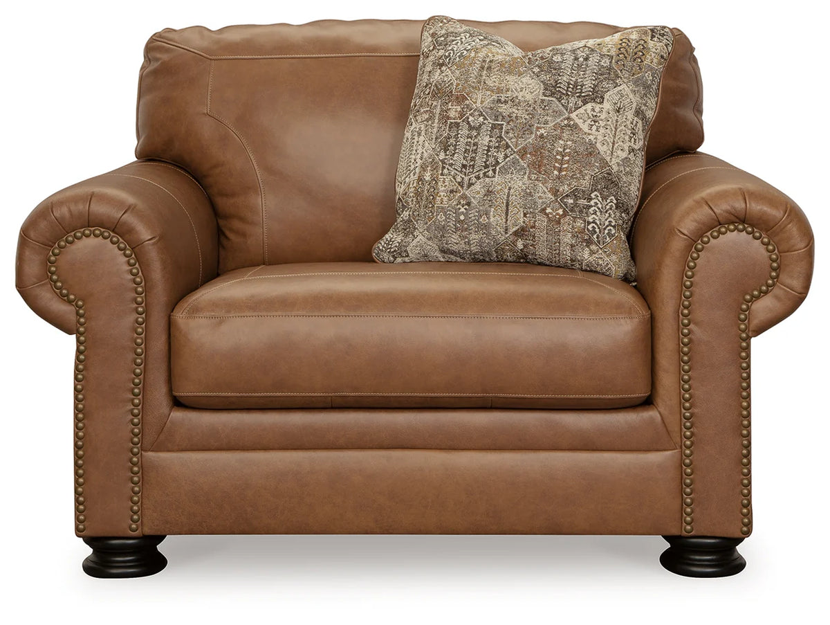 Carianna Caramel Oversized Leather-Match Chair