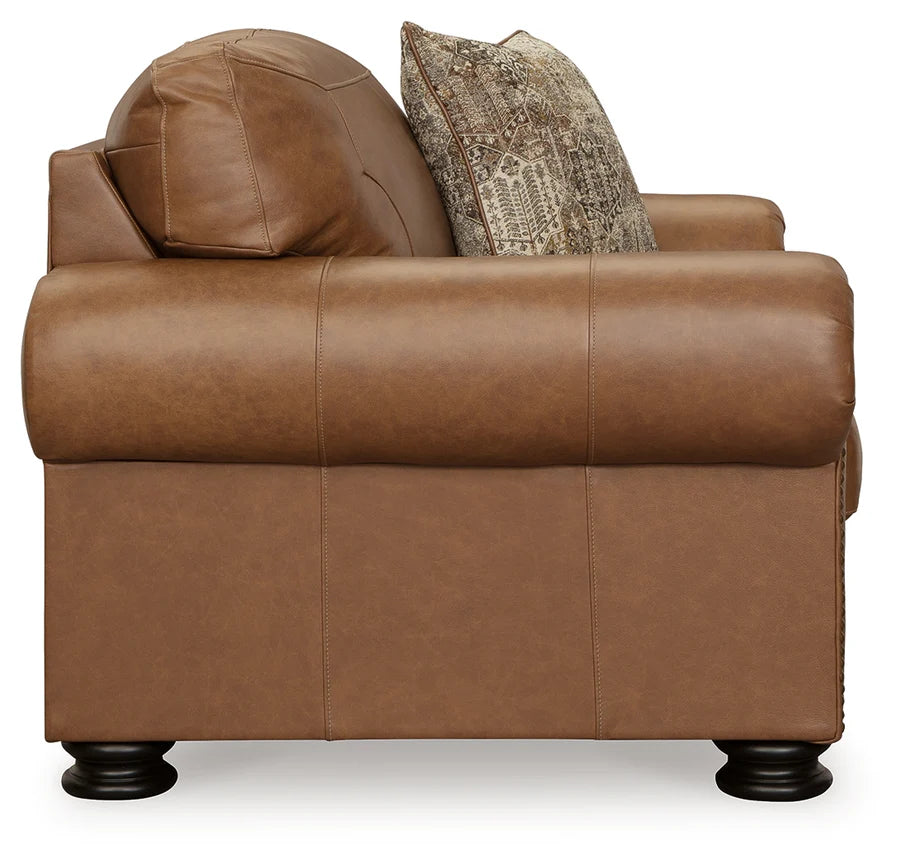 Carianna Caramel Oversized Leather-Match Chair