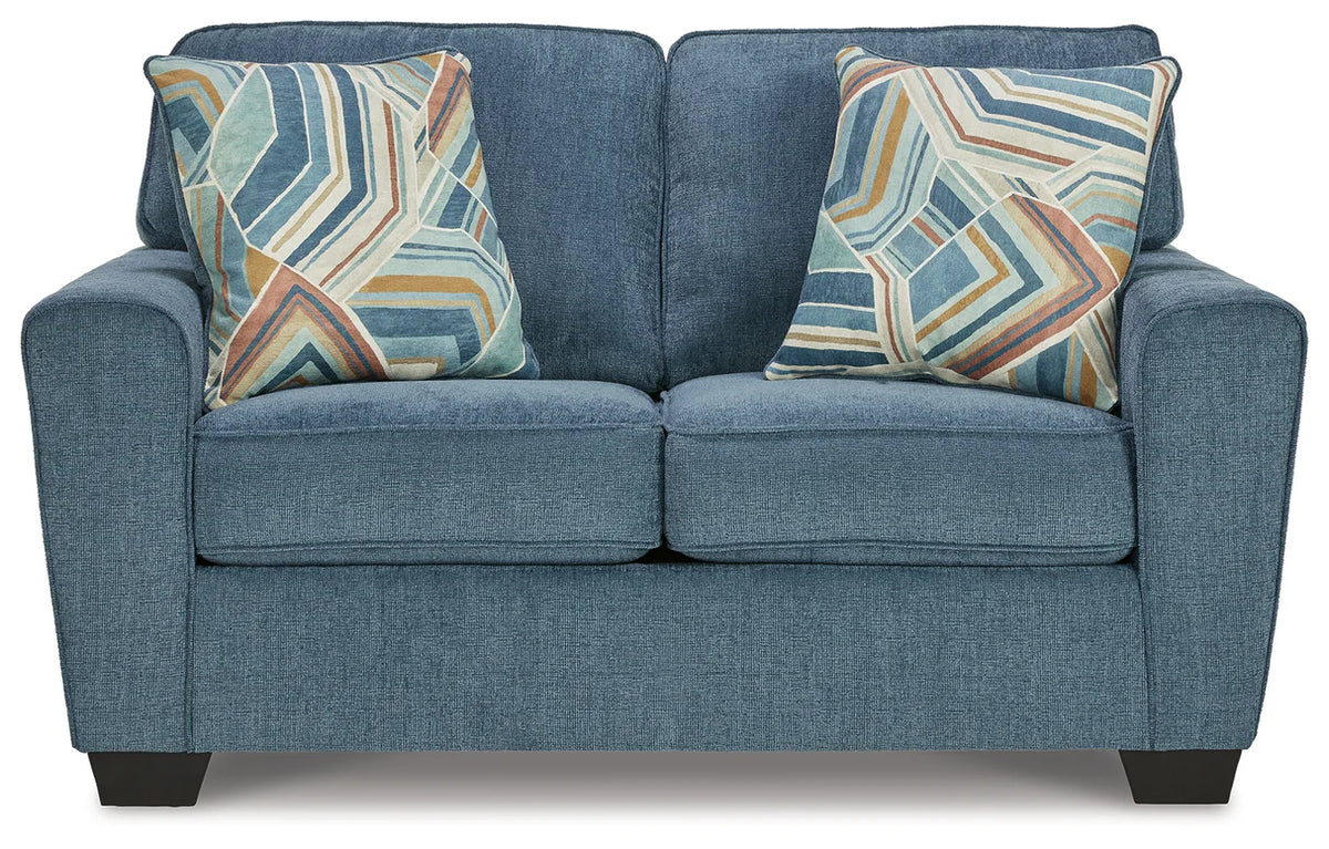 Cashton Upholstered Loveseat, Blue or Beige