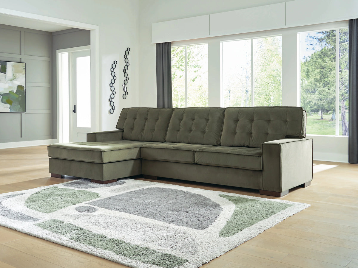 Caspian-Town Olive Chaise Sectional 2-Piece