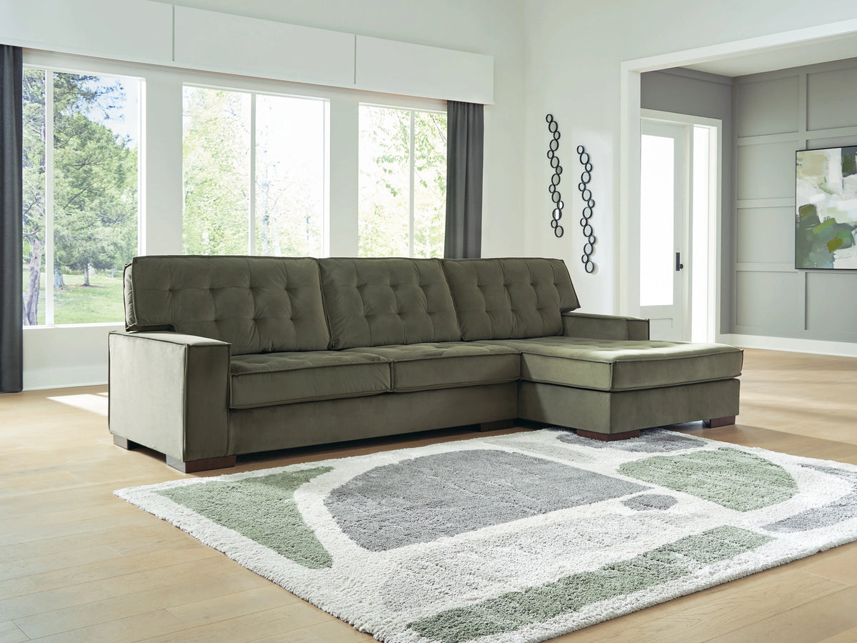 Caspian-Town Olive Chaise Sectional 2-Piece