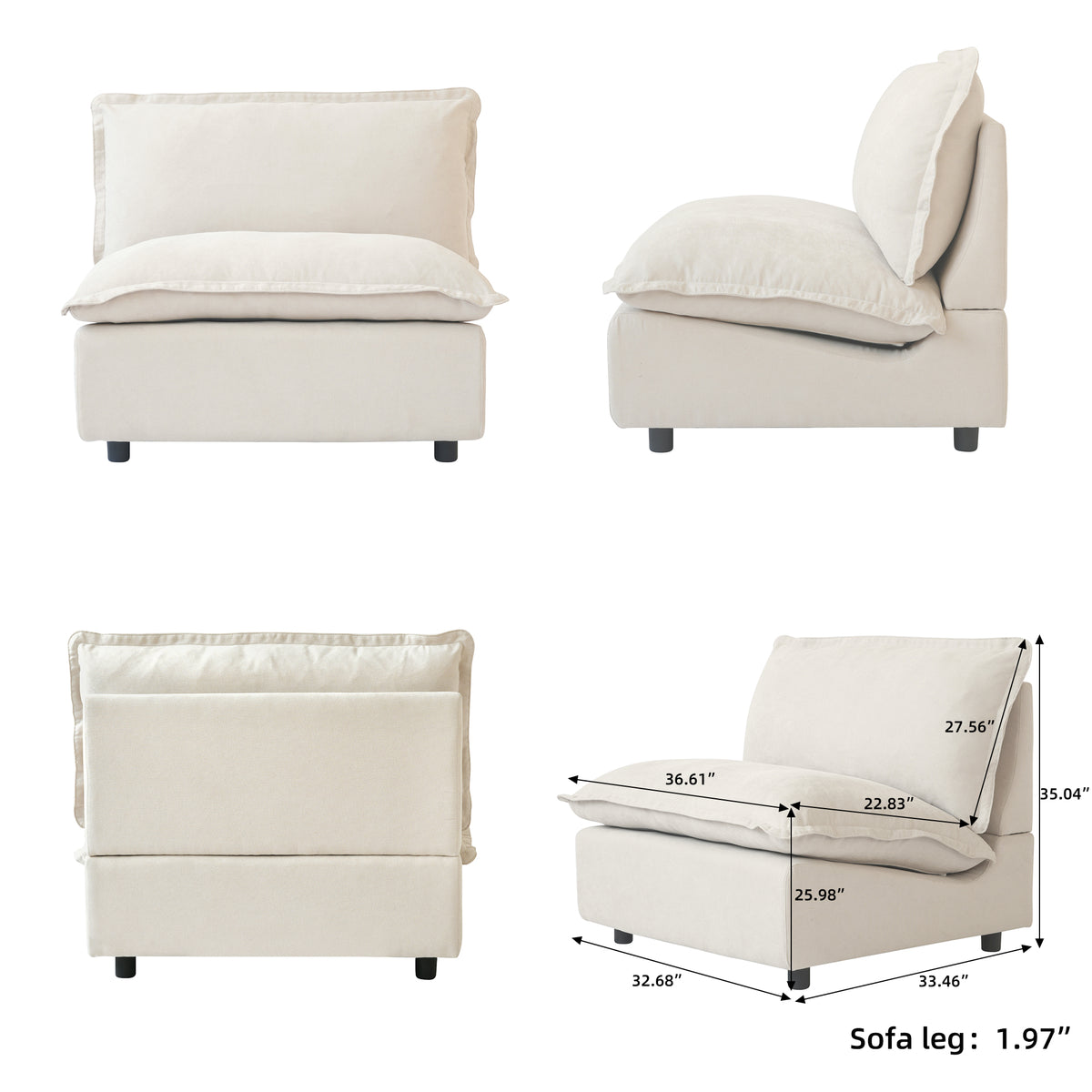 Contemporary Linen-Look Sectional with Wireless Charging