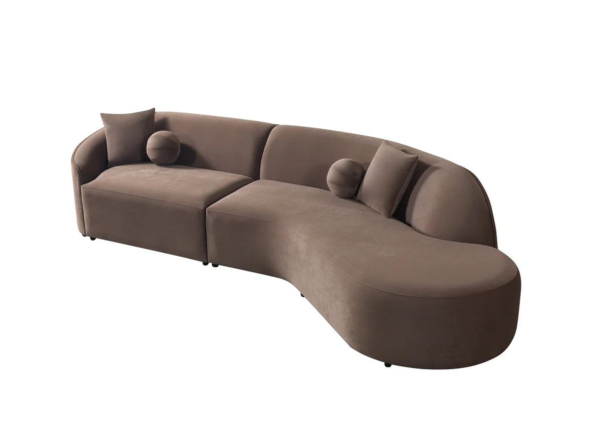 Cloe Velvet 134-Inch Curved RAF Sectional