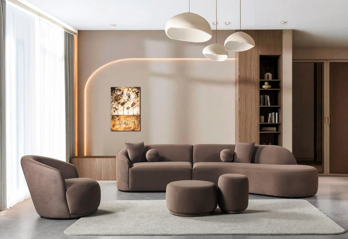Cloe Velvet 134-Inch Curved RAF Sectional