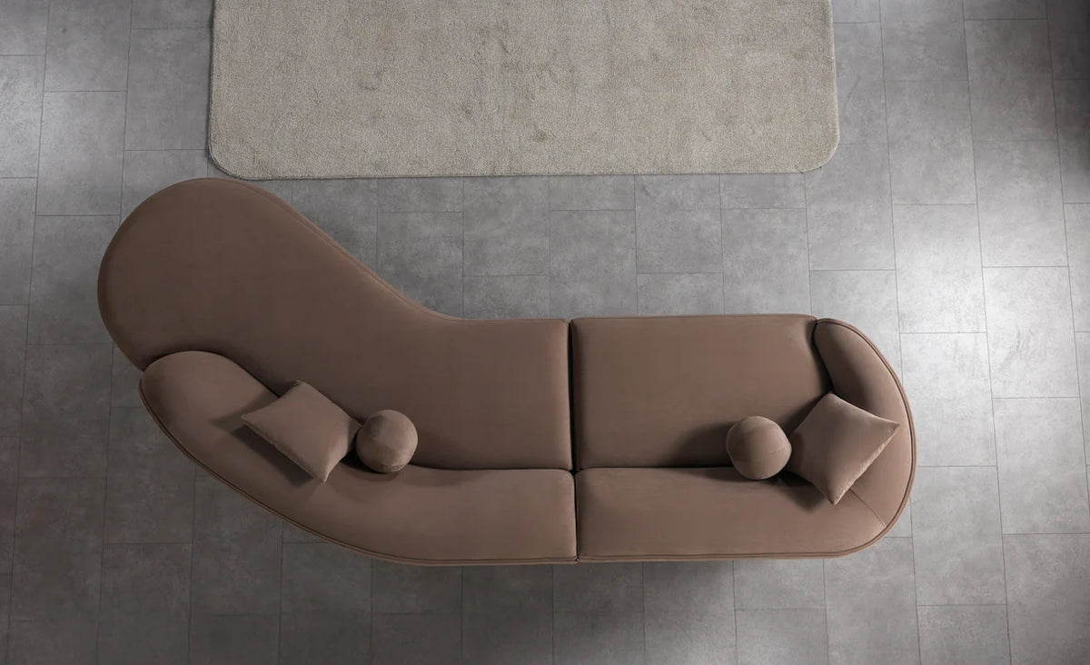 Cloe Velvet 134-Inch Curved RAF Sectional