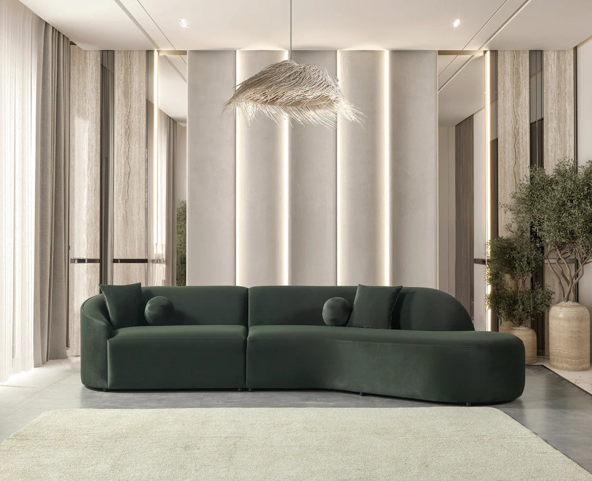 Cloe Velvet Curved 134" RAF Sectional