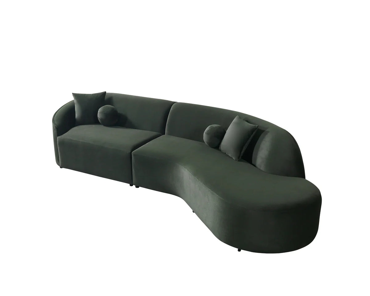 Cloe Velvet 134-Inch Curved RAF Sectional