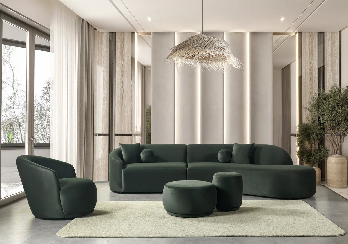 Cloe Velvet Curved 134" RAF Sectional