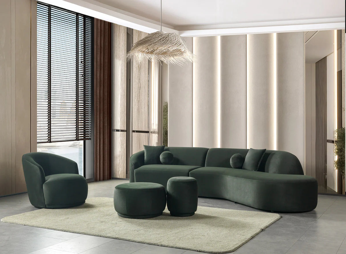 Cloe Velvet 134-Inch Curved RAF Sectional