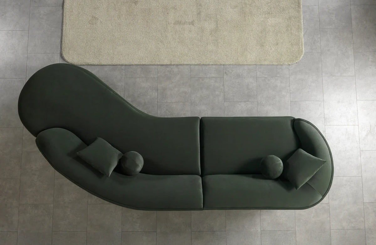 Cloe Velvet 134-Inch Curved RAF Sectional