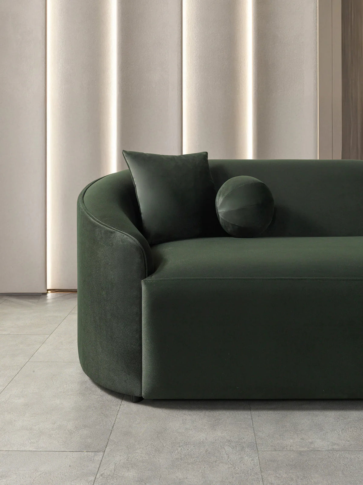 Cloe Velvet 134-Inch Curved RAF Sectional