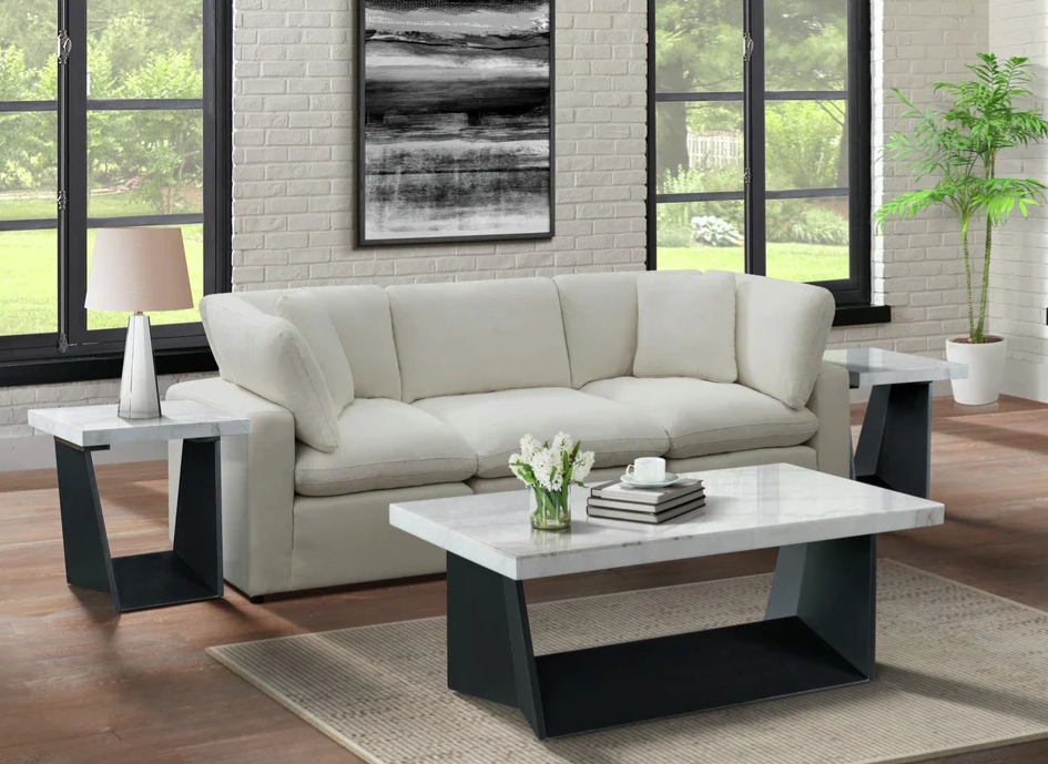 Beckley White Marble-Look Coffee Table