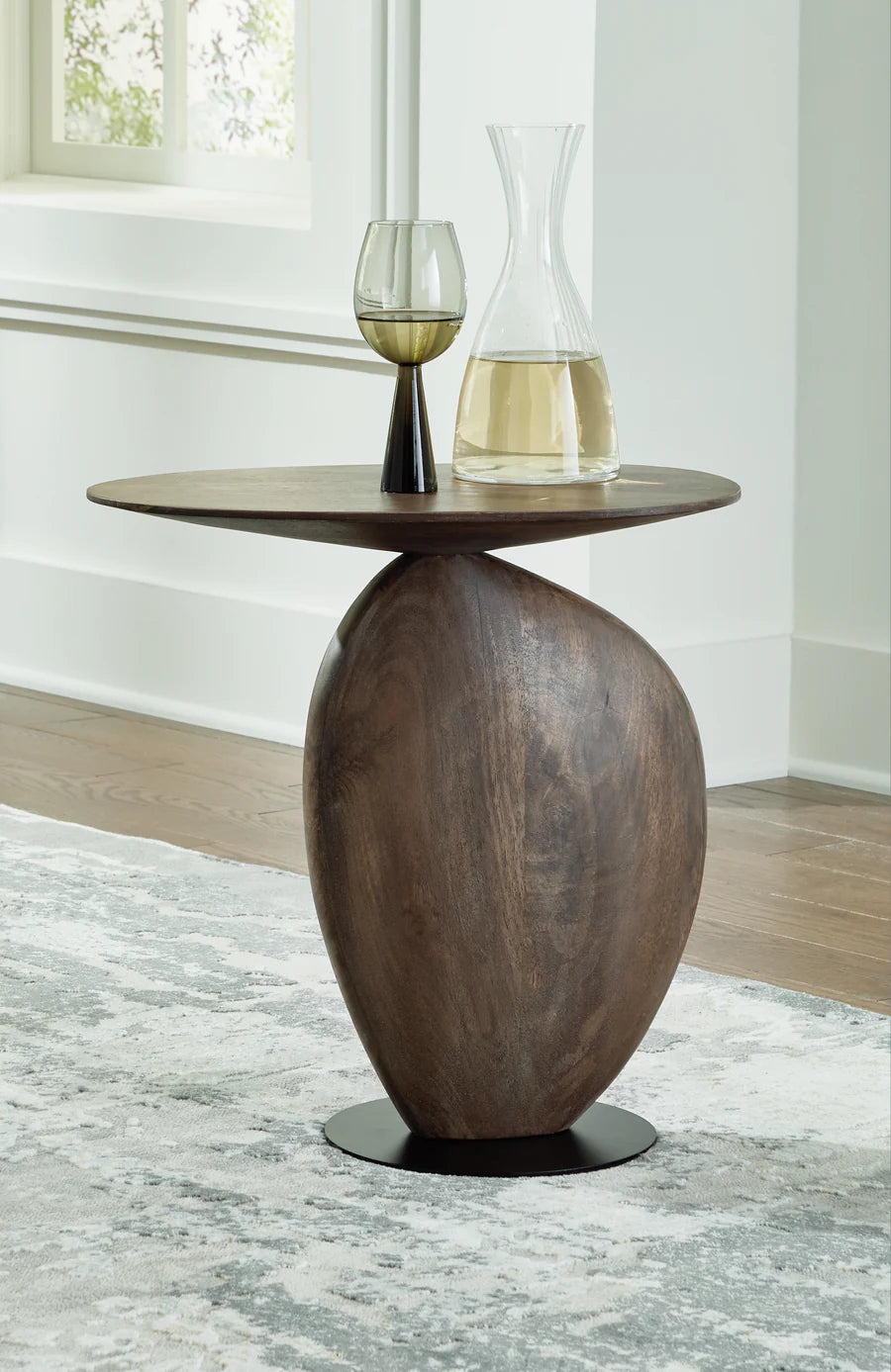 Cormmet Dark Brown and Black Accent Table