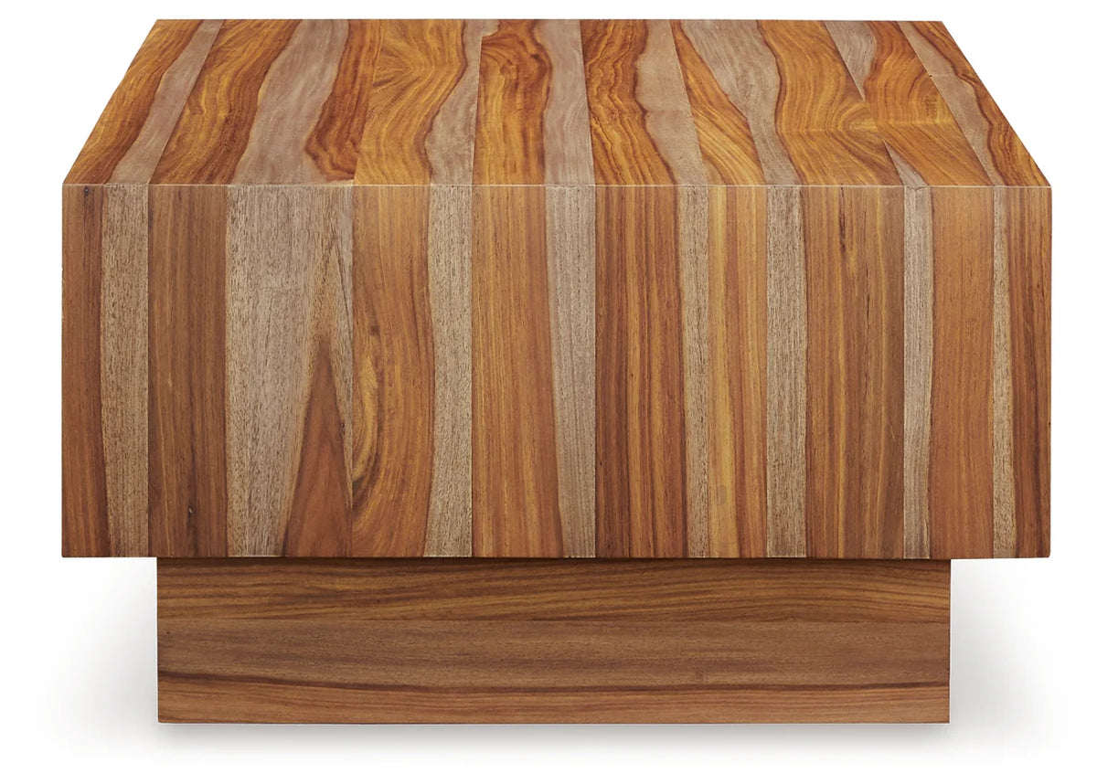 Dressonni Natural Wood Coffee Table with Shelf
