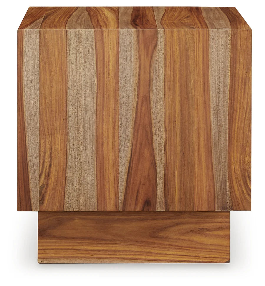 Dressonni Brown End Table with Two Open Shelves