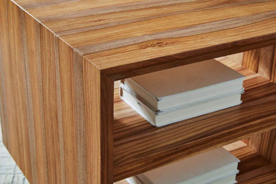 Dressonni Brown End Table with Two Open Shelves