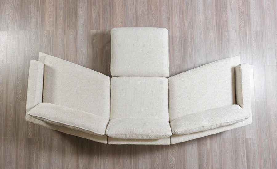 Dylan Ivory Linen 3-Piece Curved Sectional with Ottoman