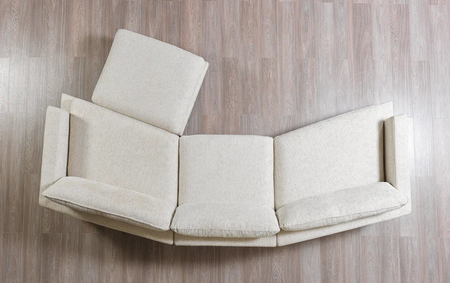 Dylan Ivory Linen 3-Piece Curved Sectional with Ottoman