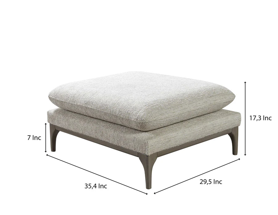 Dylan Ivory Linen 3-Piece Curved Sectional with Ottoman