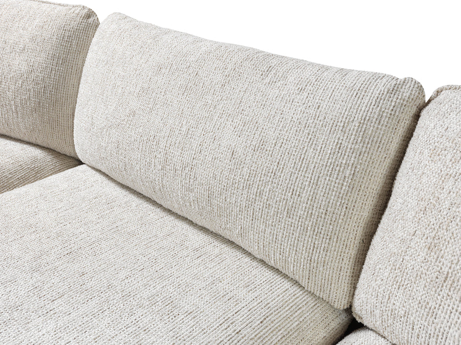 Dylan Ivory Linen 3-Piece Curved Sectional with Ottoman