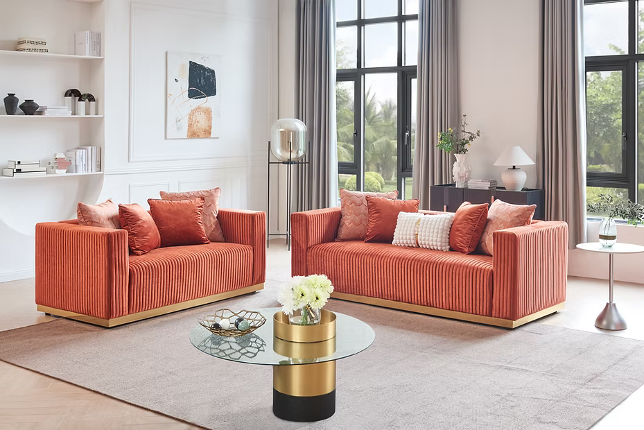 Alisha Rust Sofa & Loveseat