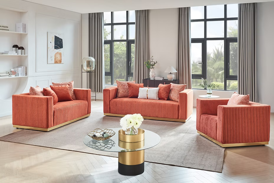 Alisha Rust Sofa & Loveseat
