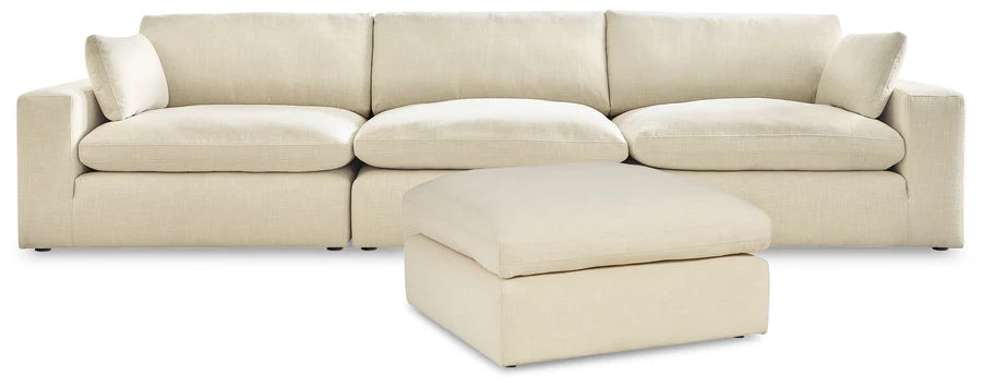 Elyza Linen 3-Piece Sectional Sofa, Ottoman Option