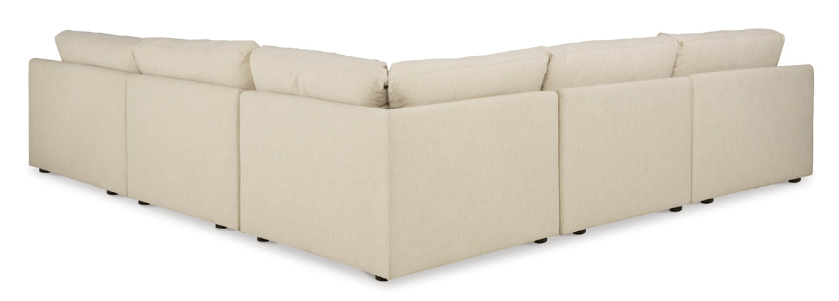 Elyza Linen 5-Piece Sectional, Ottoman Option