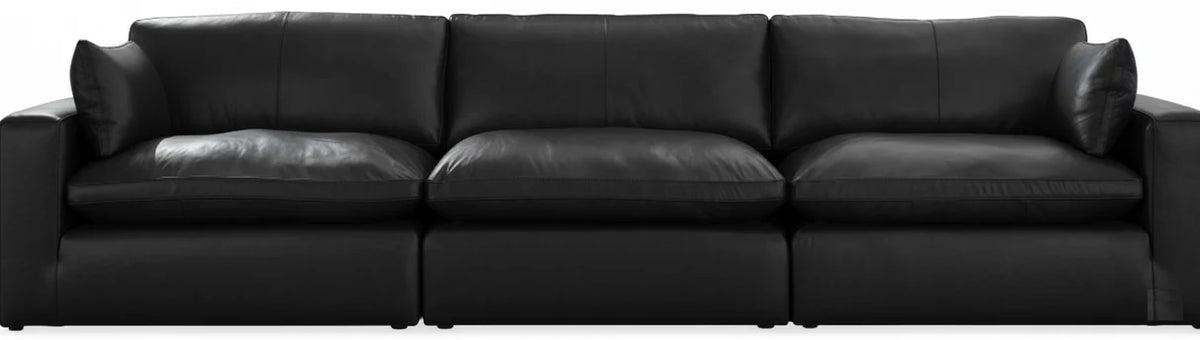 Emilia Leather-Match 3-Piece Sofa, Caramel or Black