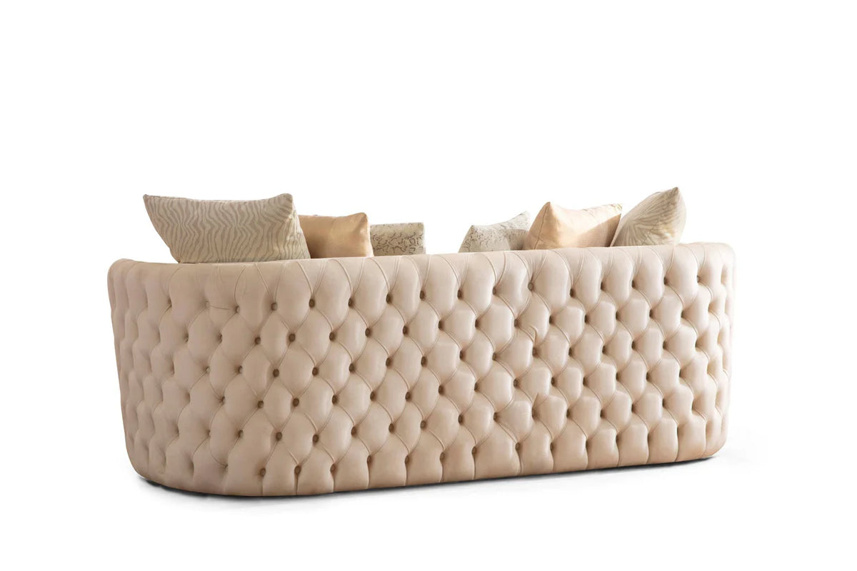 Fanci Ivory Velvet Sofa and Loveseat Set