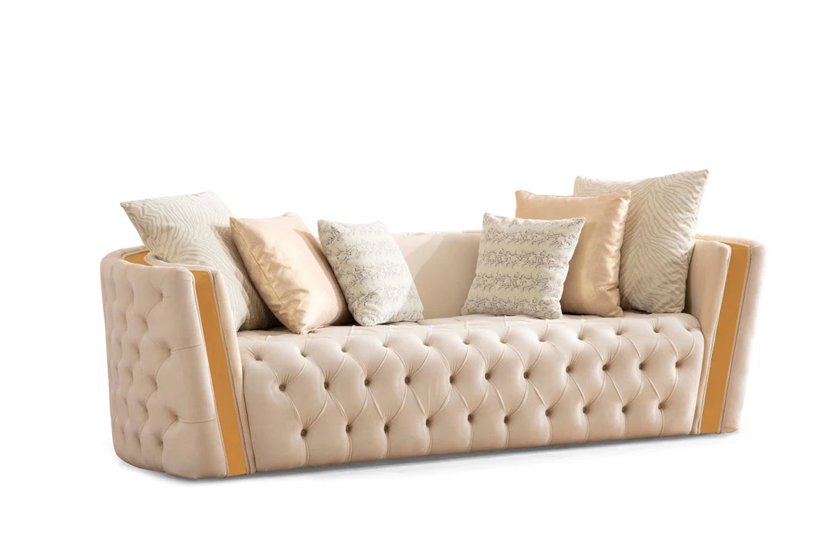 Fanci Ivory Velvet Sofa and Loveseat Set
