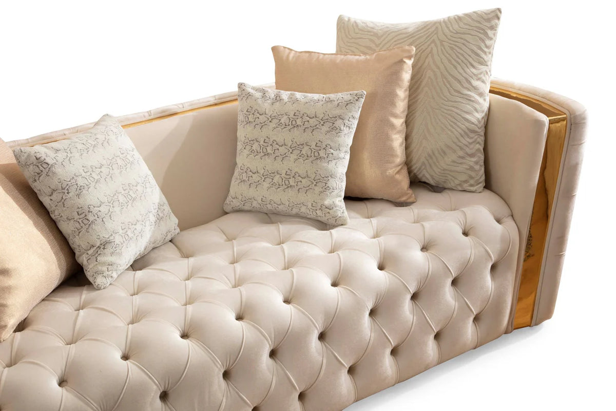 Fanci Ivory Velvet Sofa and Loveseat Set