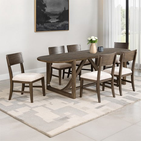 Vellara Brown 7-Piece Dining Set, Wood or Stone Top