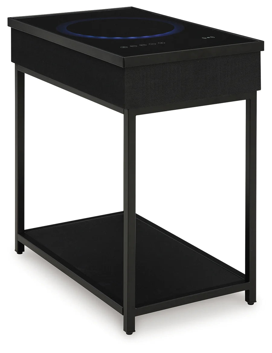 Gemmet Black Accent Table with Speaker
