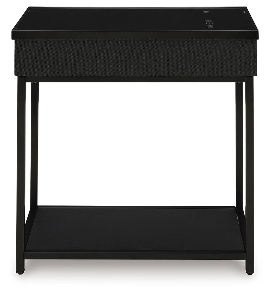 Gemmet Black Accent Table with Speaker