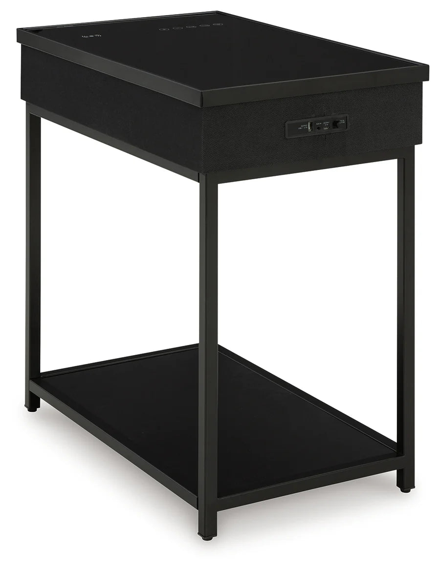 Gemmet Black Accent Table with Speaker