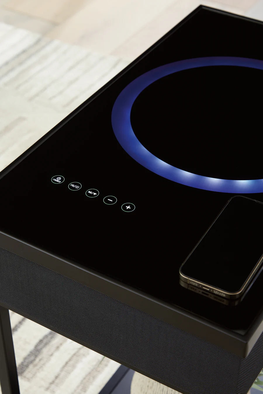 Gemmet Black Accent Table with Speaker