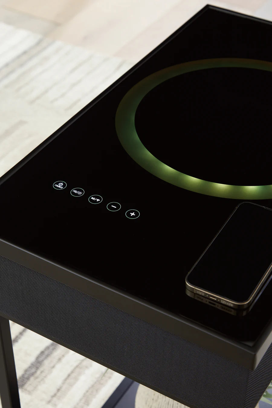 Gemmet Black Accent Table with Speaker
