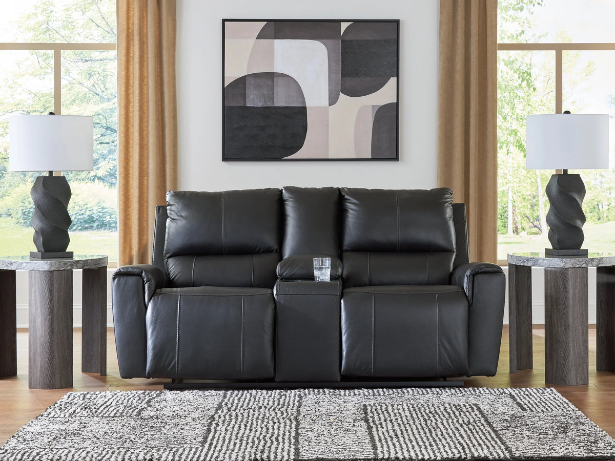 Glossmore Black Reclining Sofa, Console Loveseat or Chair