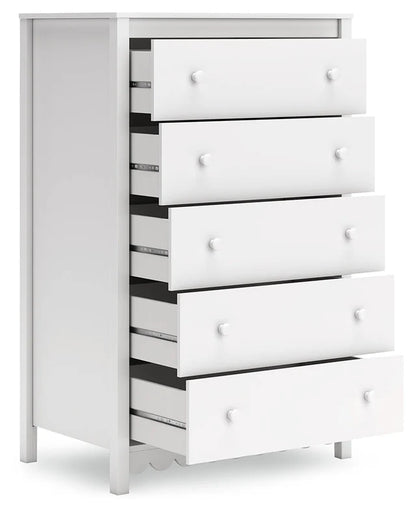 Juego de dormitorio juvenil con plataforma Hallityn en color blanco