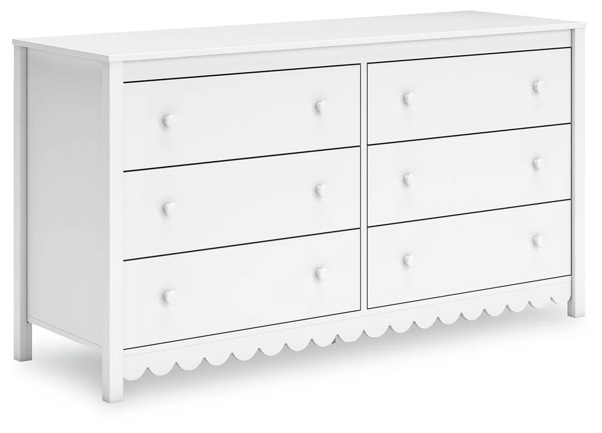 Juego de dormitorio juvenil con plataforma Hallityn en color blanco