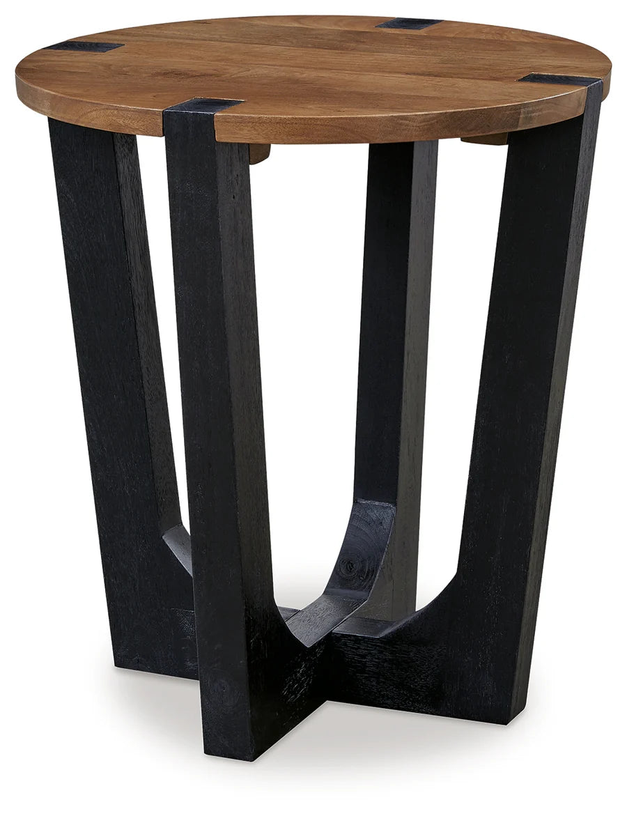 Hanneforth Light Brown and Black End Table
