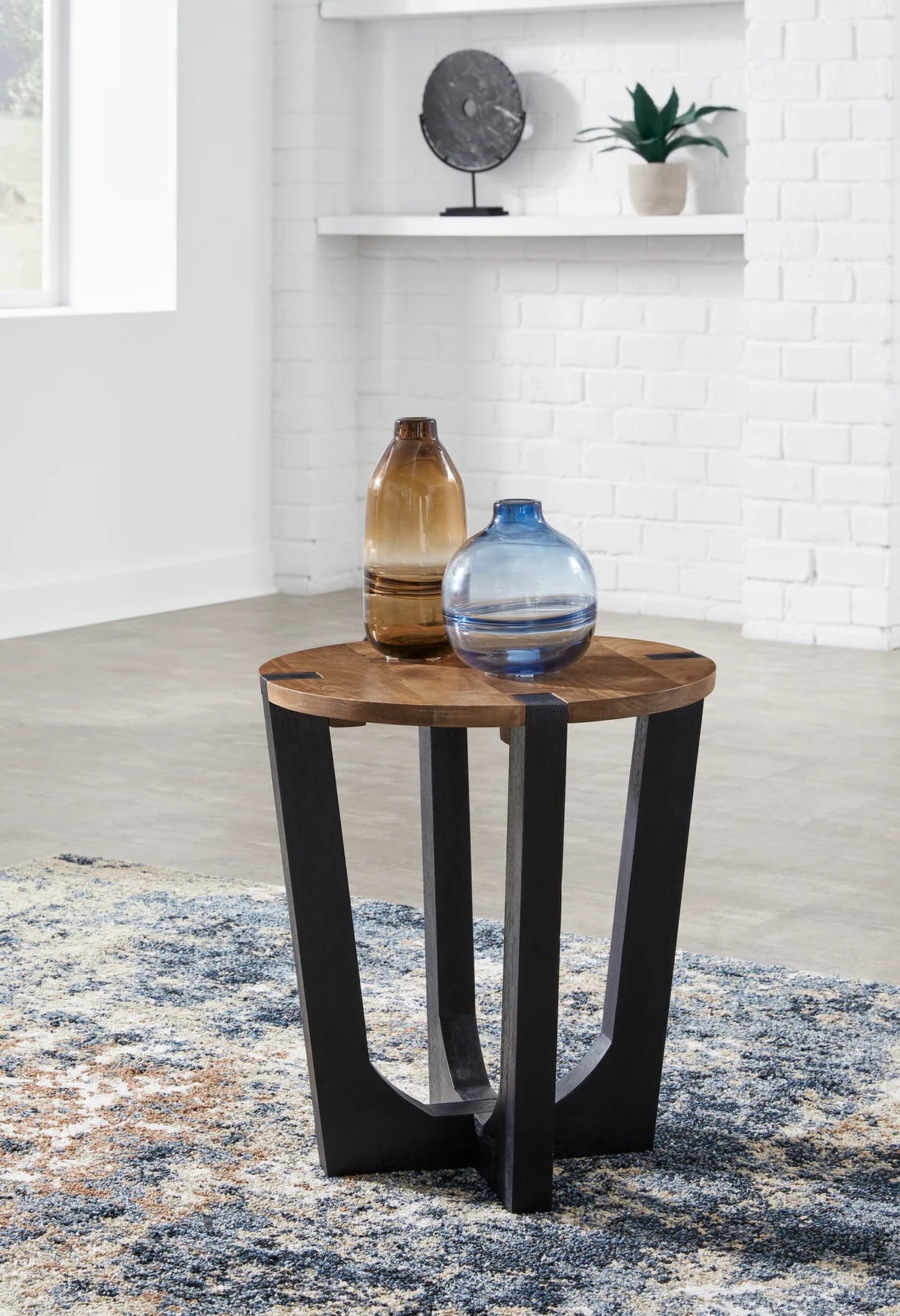 Hanneforth Light Brown and Black End Table