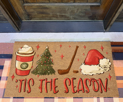 Christmas Hockey Season Doormat