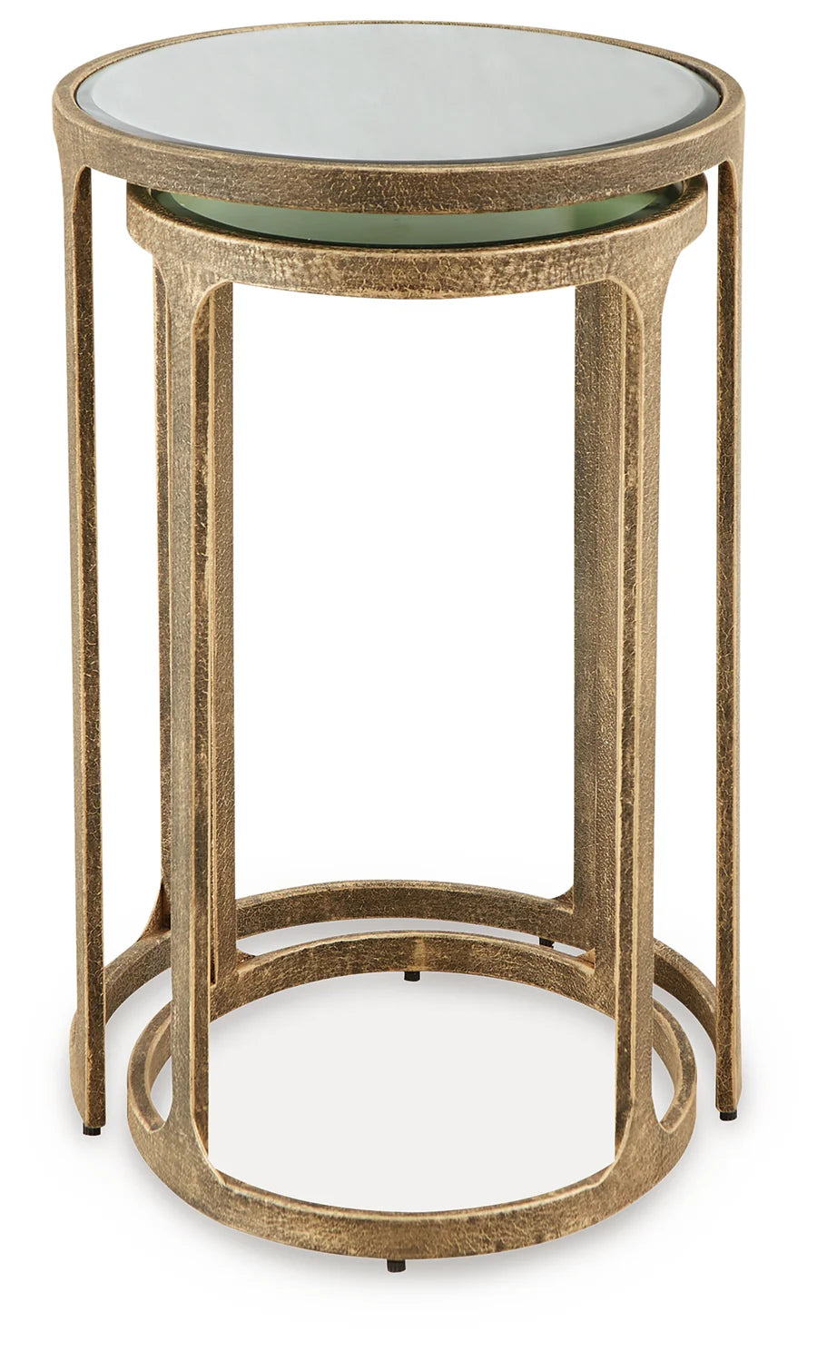 Irmaleigh Antique Gold Mirrored Nesting Tables, Set of 2